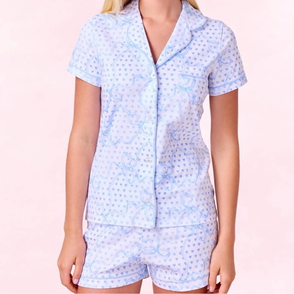 Love Shack Fancy x Roller Rabbit Luna Bows Monkey Polo Pajamas Size XXS